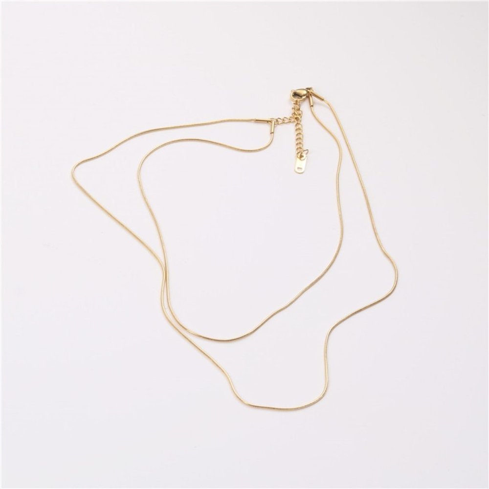 Real 18K Gold Platted Layered Snake Chain Necklace - Picture 3 of 5
